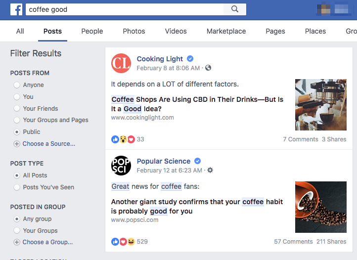 example of facebook search as a monitoring tool