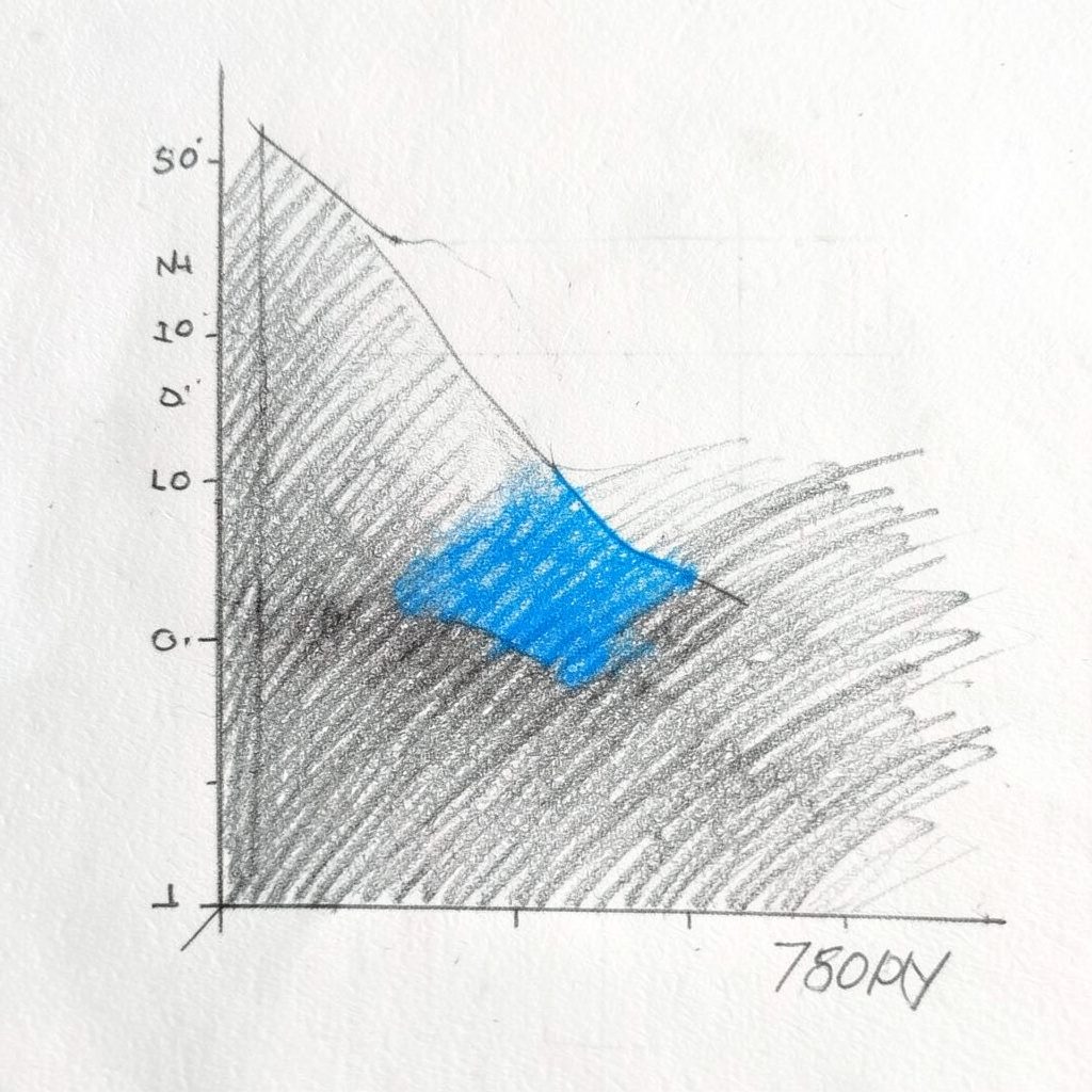 Hand-drawn bar chart in navy and soft gray with light sky-blue highlights, suggesting data clarity and insight.